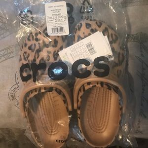 NWT Cheetah Print CROCS